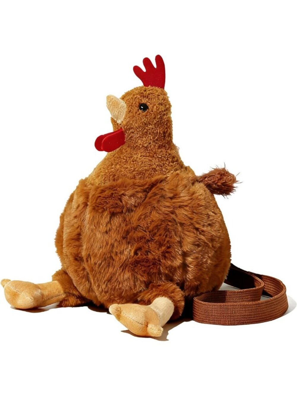 Fluffy Chicken Crossbody Bag, Cute Novelty Purse with Adjustable Strap for Women